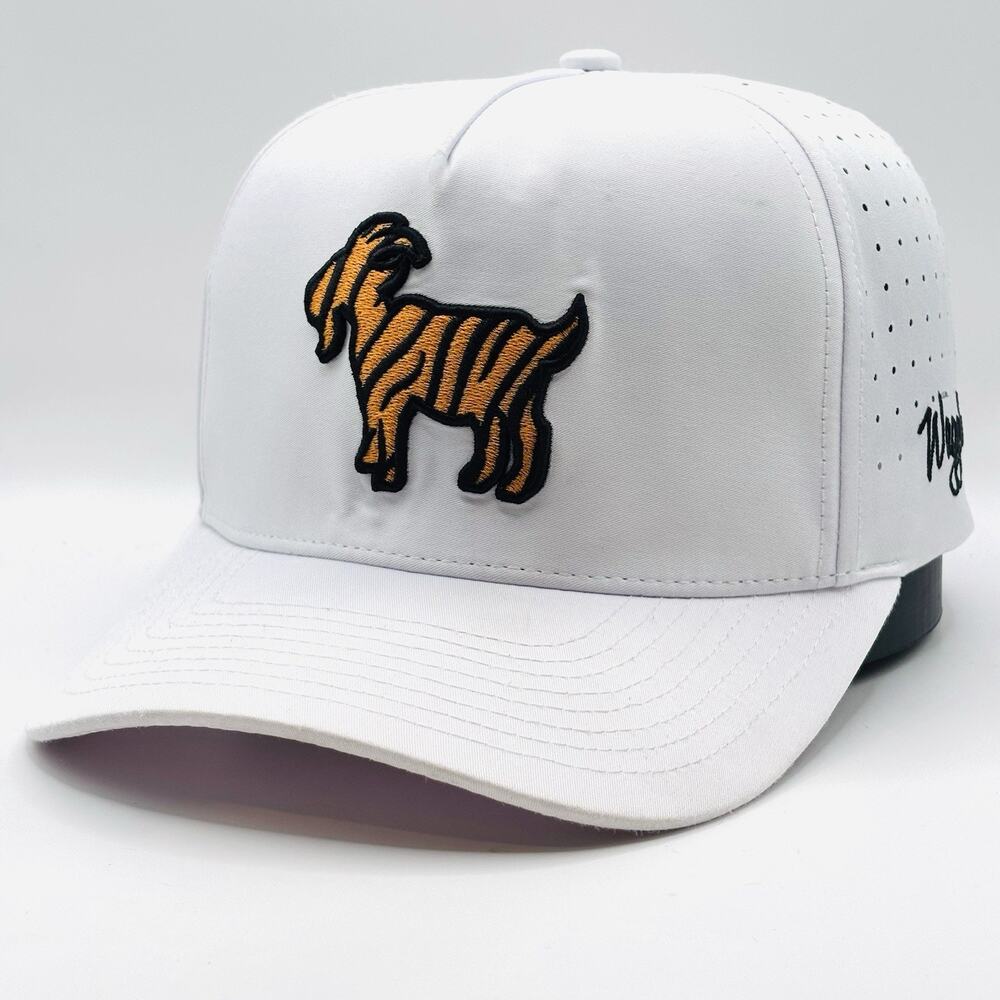 Waggle Golf Hat White The Goat OG Snapback One Size Cap Performance Tiger Woods